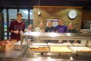 Hope Squad team members prepare to serve breakfast.