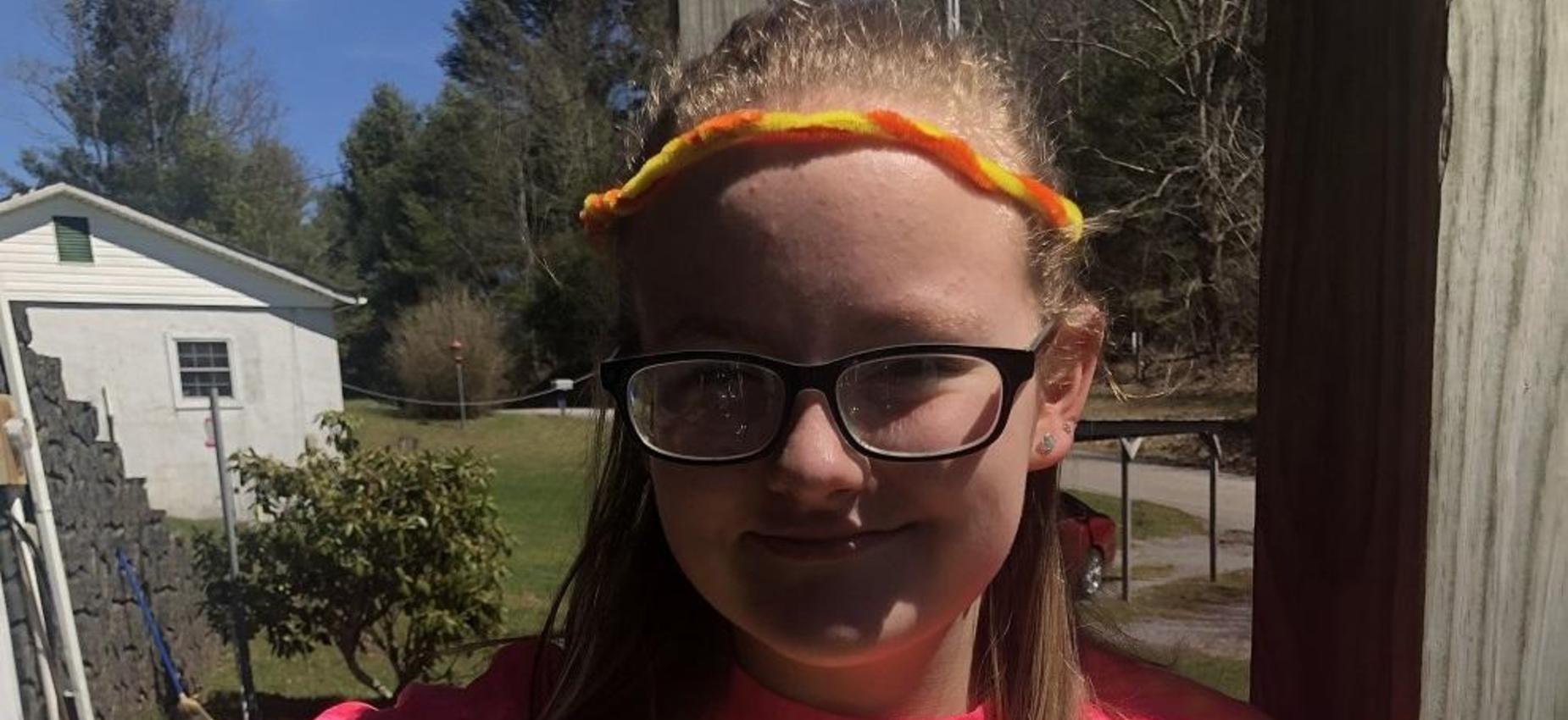 A student wears neon!