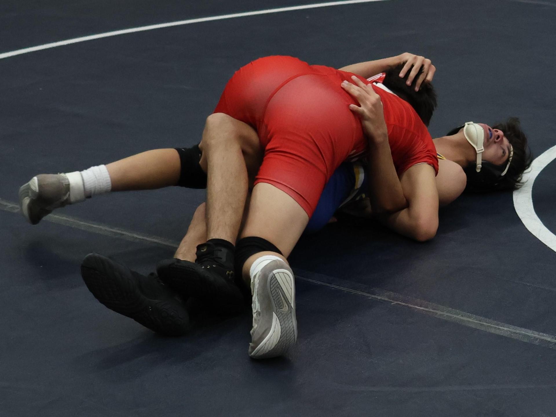 Boys wrestling in the Liberty Duals event 48