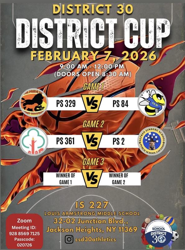 Flyer with times of game and zoom link