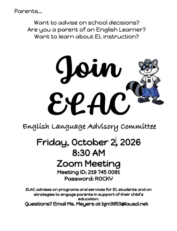ELAC Meeting - October 2, 2026 Featured Photo