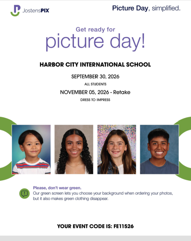 Picture day is Sept 30th 2026. Event code is FE11526.