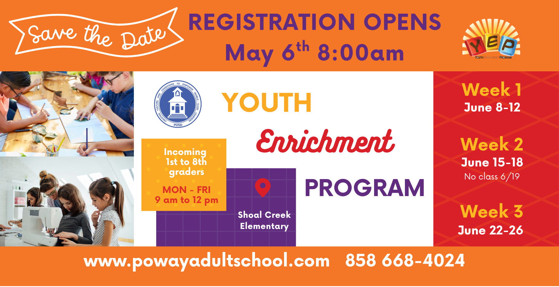 Save the Date! YEP Registration date is May 6th at 8:00am