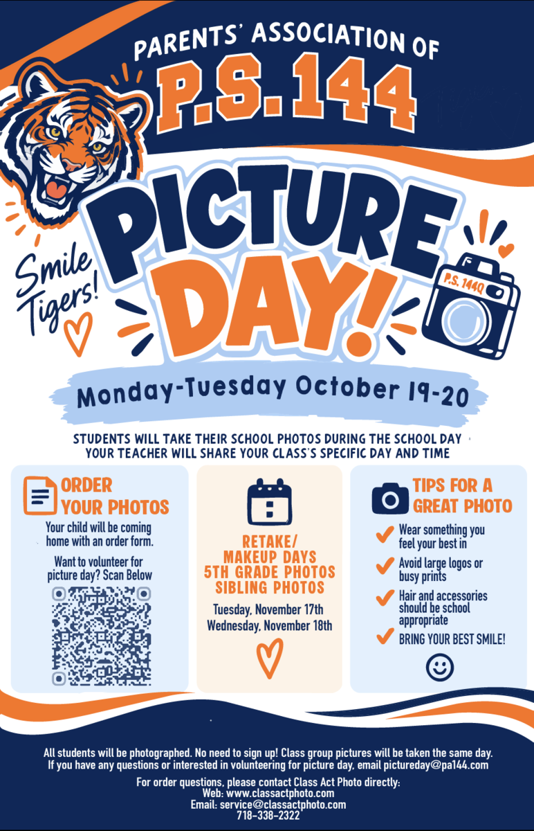 Flyer for school Picture Day with volunteer request