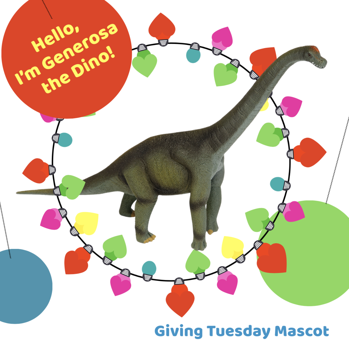 Giving Tuesday logo with a picture of a dinosaur