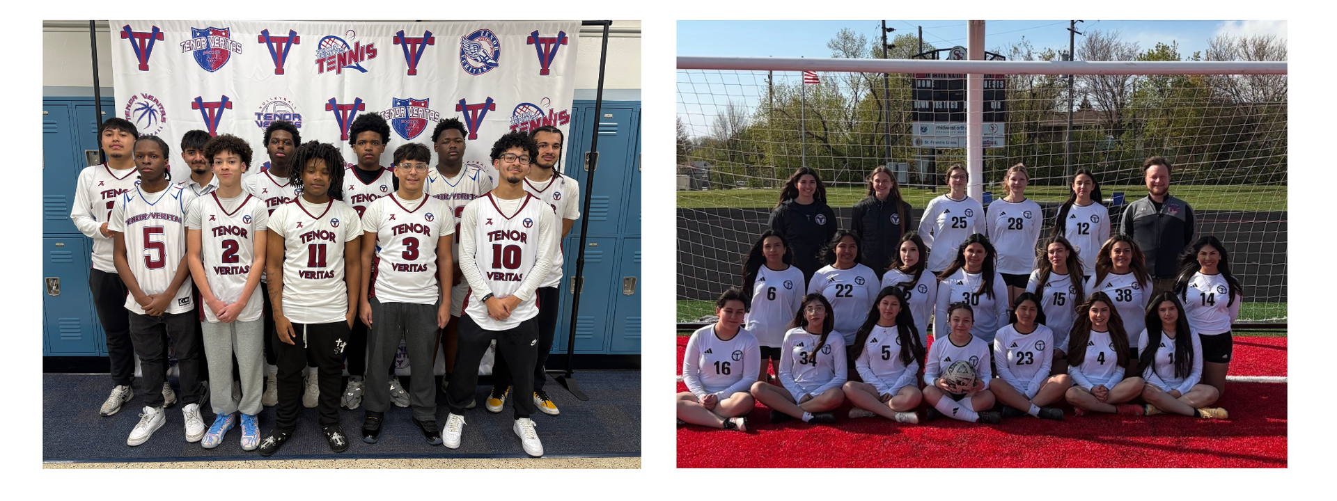 Team photos of boys basektball and girls soccer teams.