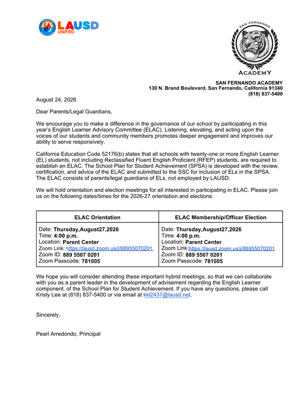 ELAC Orientation/Orientación del ELAC Featured Photo
