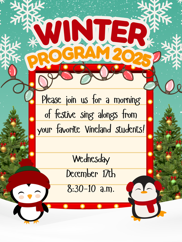winter background with program dates and time