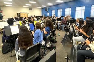 Students in music class