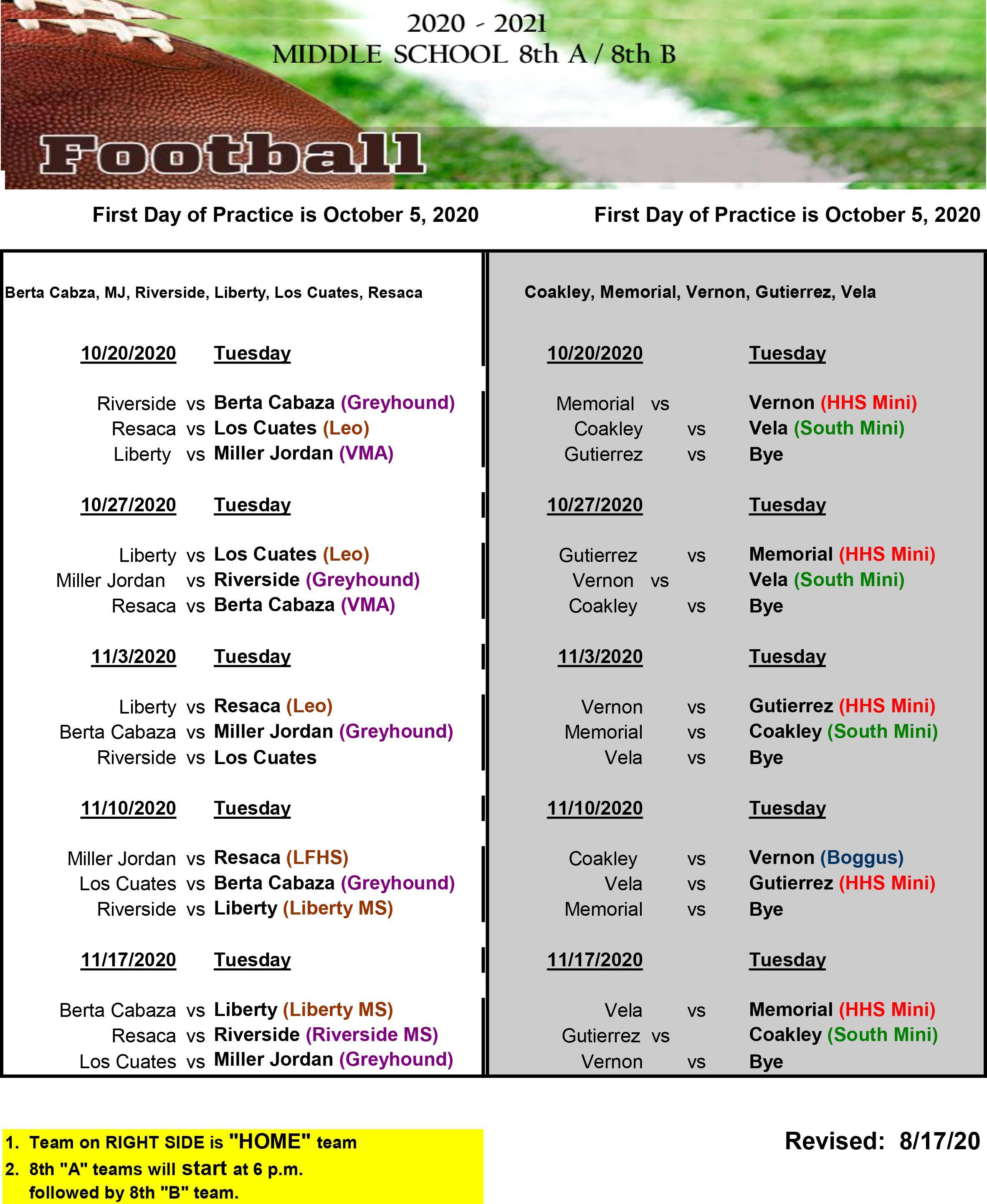 Schedules โ Liberty Memorial Middle School - Boys - Football โ Athletics Schedules โ Liberty Memorial Middle School - Boys - Football โ Athletics
