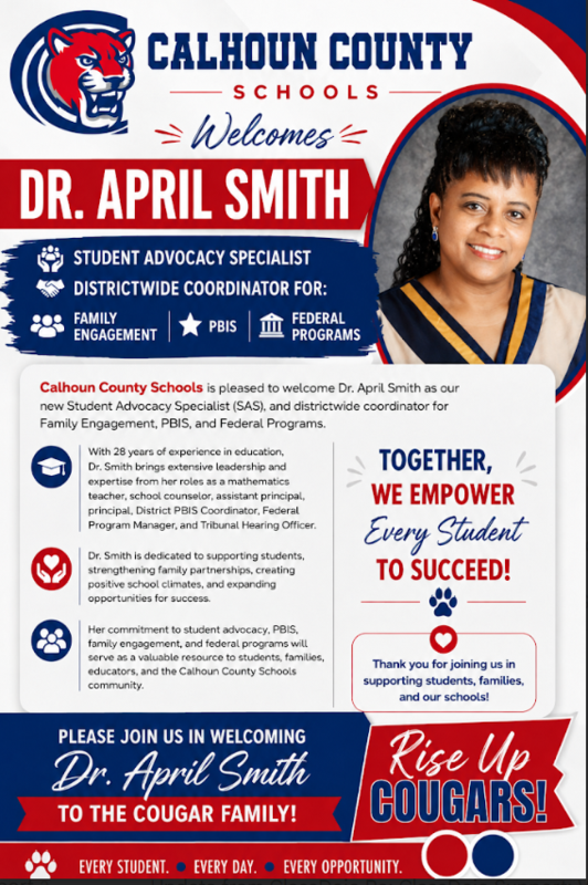 Bio Flyer introducing April Smith Family Coordinator