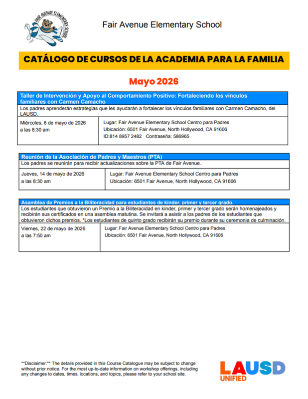 May Course Catalogue_Spanish
