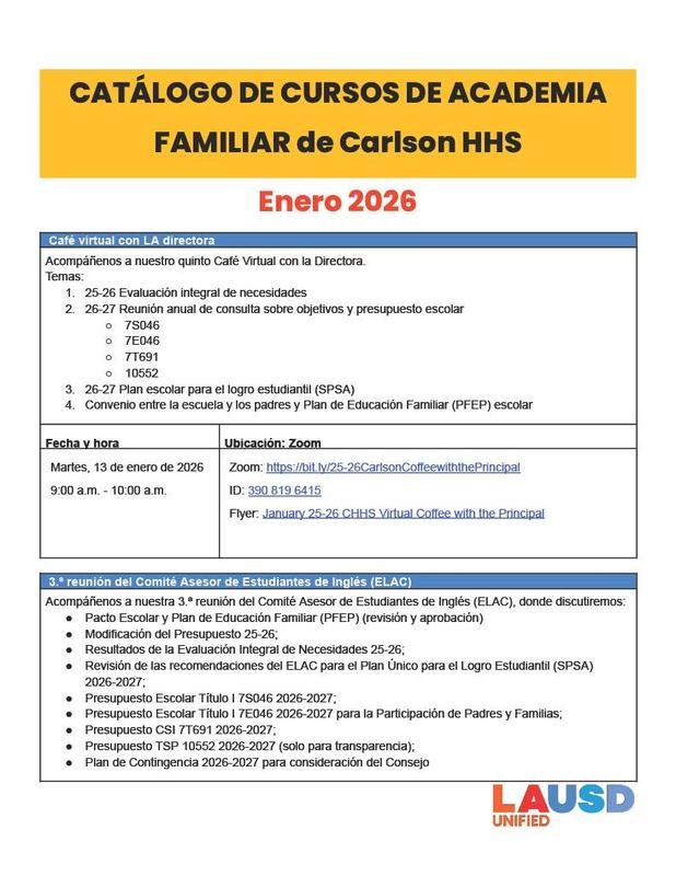 flyer for family academy course 3