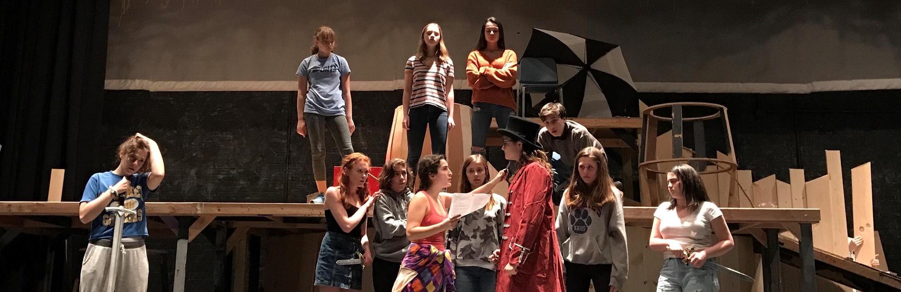 WHS Cast of Fall Production rehearse.