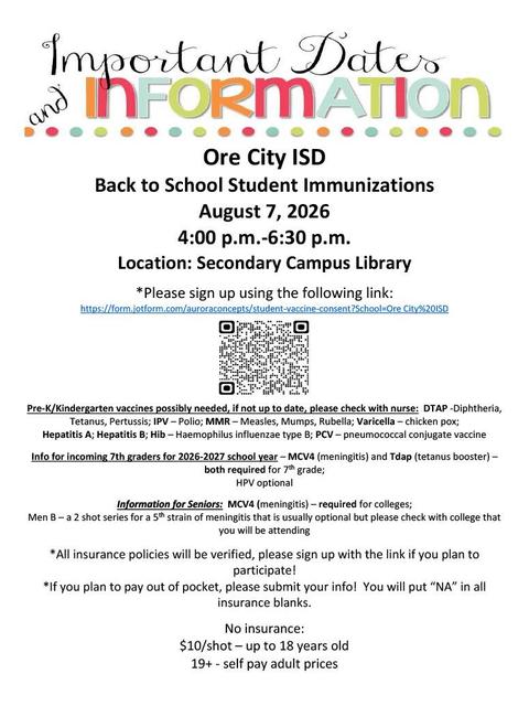 Flyer about immunization clinic