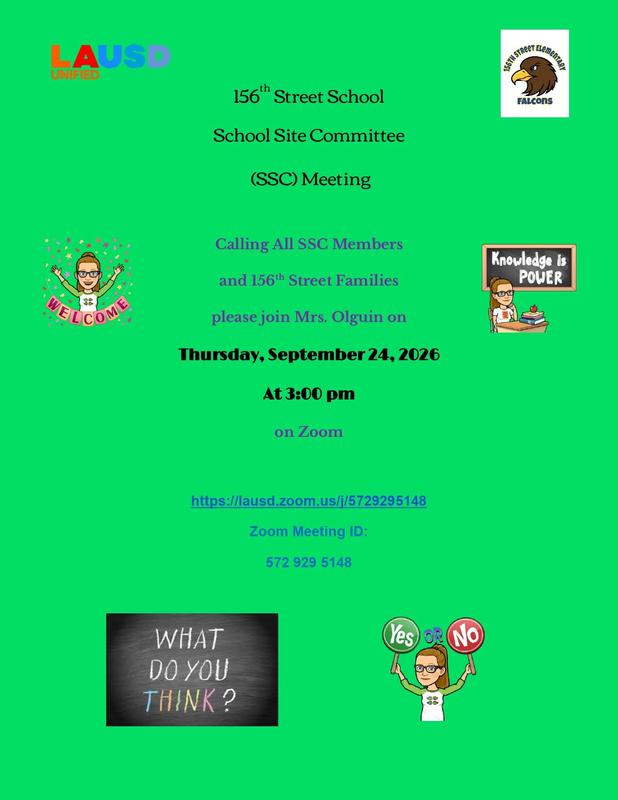 SSC Meeting on Thursday, September 24, 2026 at 3 pm via Zoom