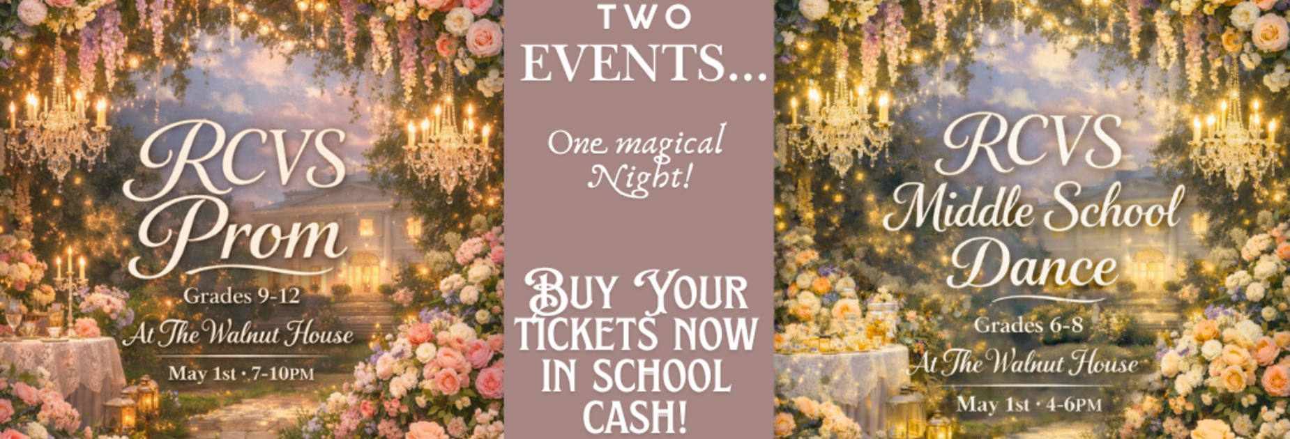Buy your prom and dance tickets now in school cash.