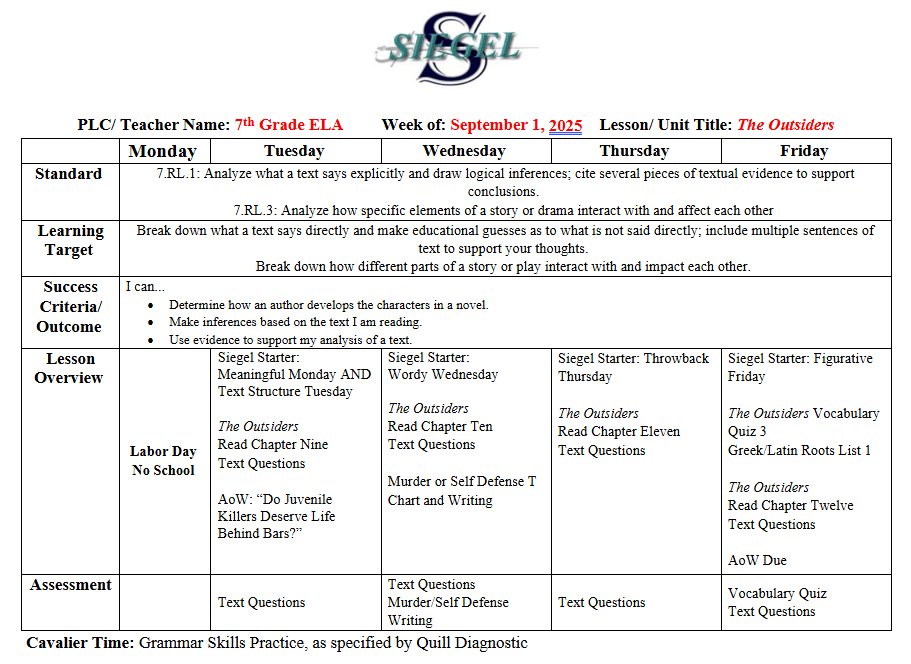 Week of 9 -1