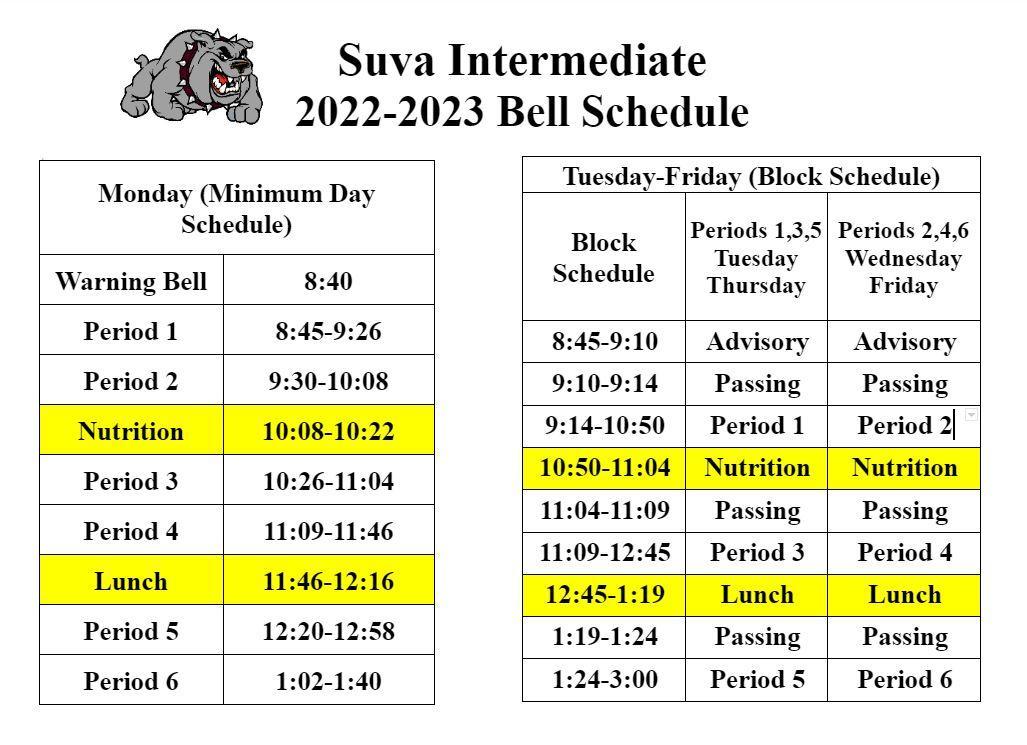 Bell Schedule Our School Suva Intermediate School