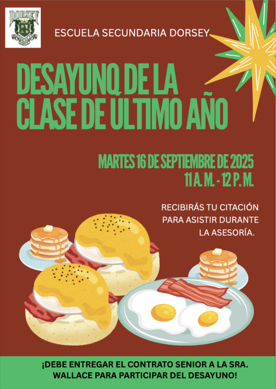 senior class breakfast flyer spanish