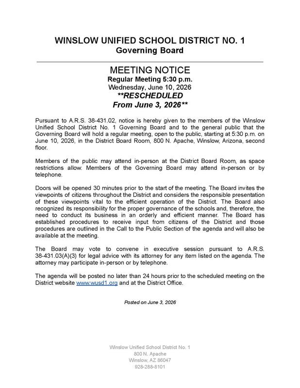 The next Governing Board meeting is June 10, 2026 - rescheduled from June 3, 2026 Featured Photo