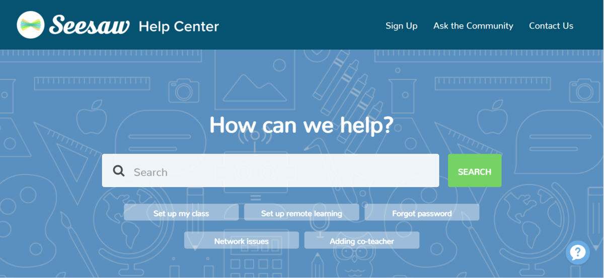 Seesaw help shop center