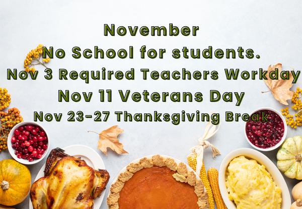 November dates closed for students