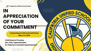 Certificated Staff Appreciation May 4-8, 2026