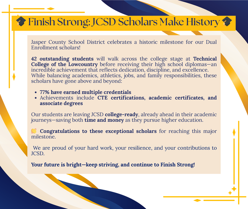 🎓 Finish Strong: JCSD Scholars Make History 🎓 Featured Photo