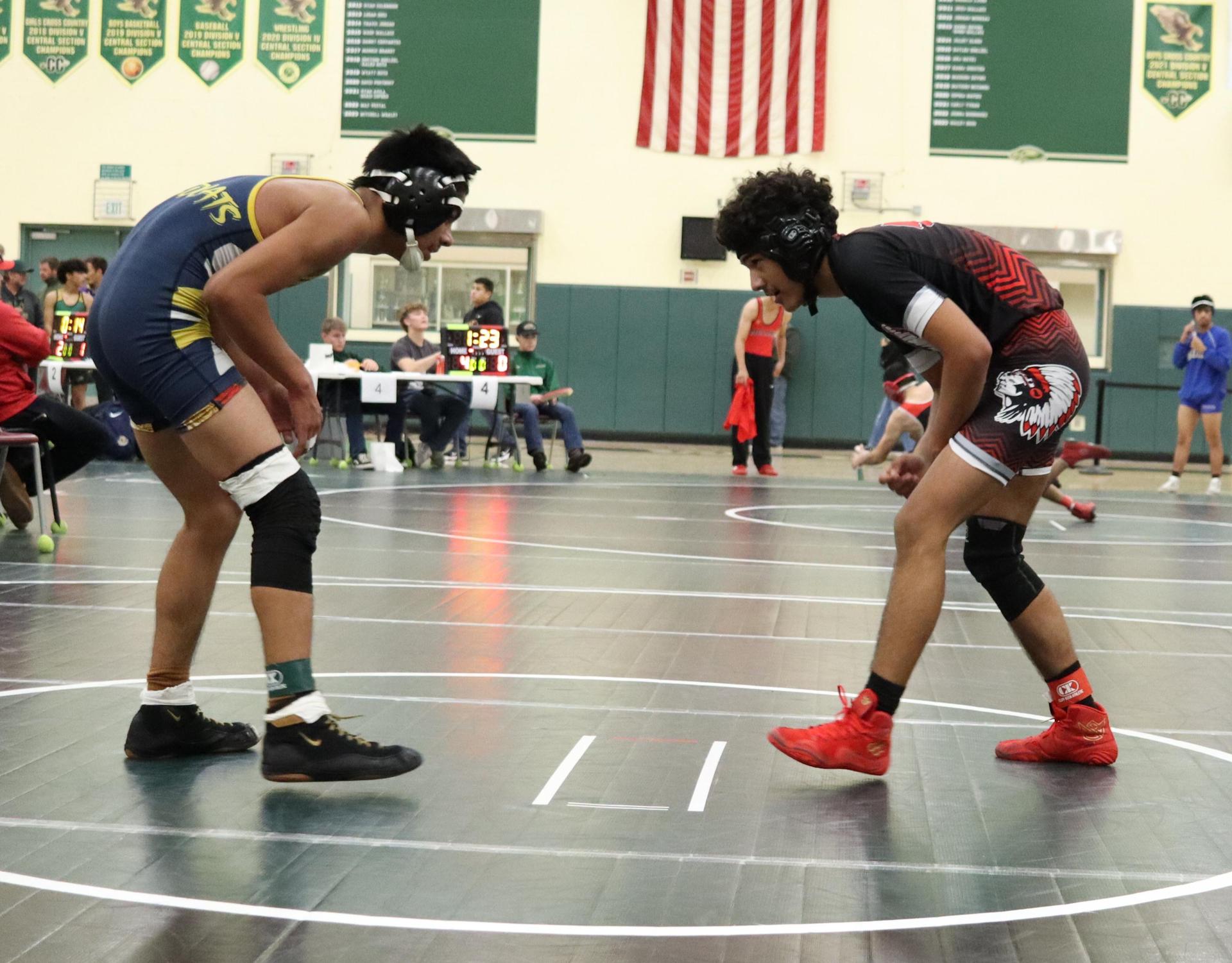 wrestlers in action at the Hawks invitational