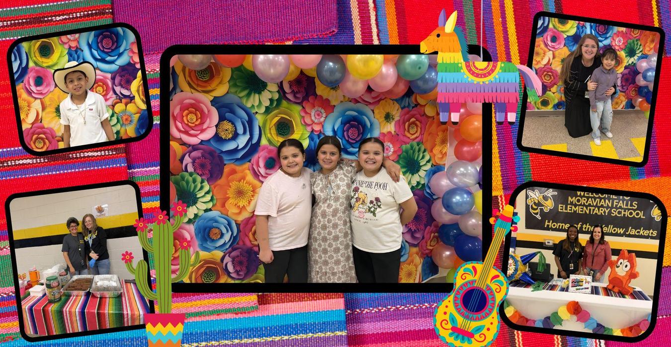 A vibrant collage featuring children, colorful flowers, and festive decorations. Students are excited about our school-wide read kickoff event.