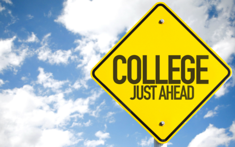 College ahead sign