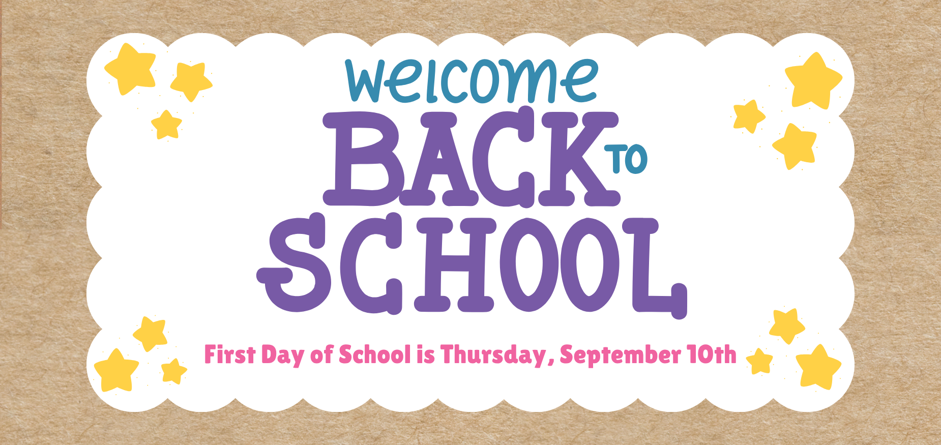 Welcome Back to School Thursday, September 10