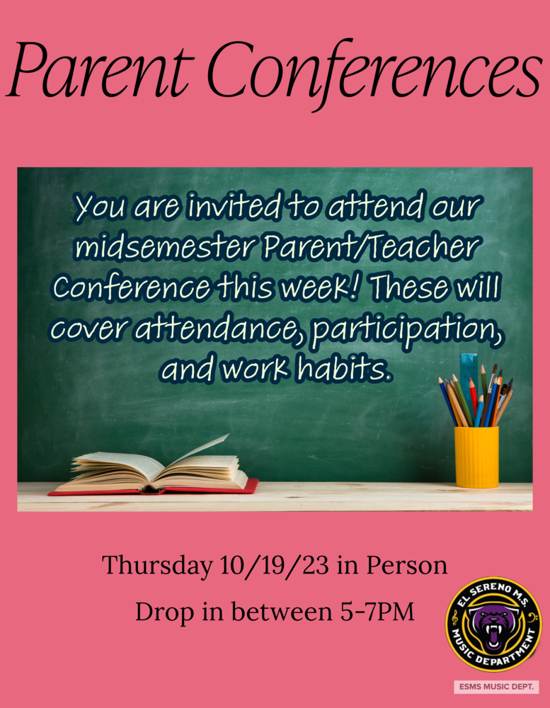 Image of chalkboard with text inviting parents to conference on October 19,2023