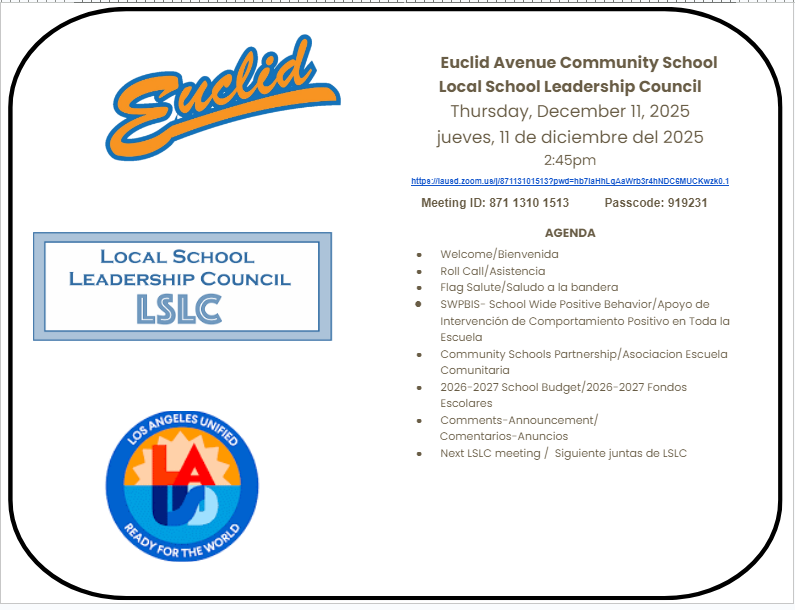 LSLC Meeting/Junta de LSLC