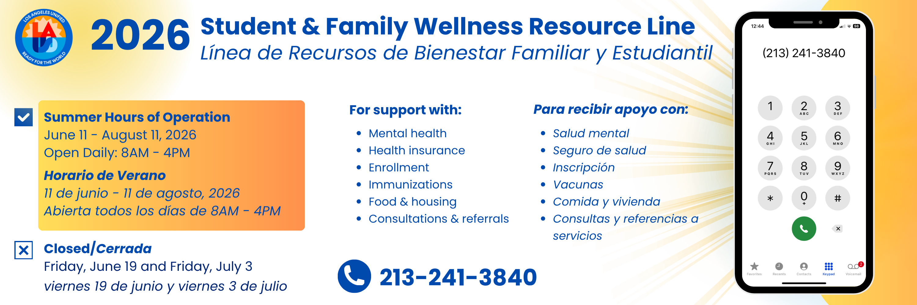 Student & Family Wellness Line