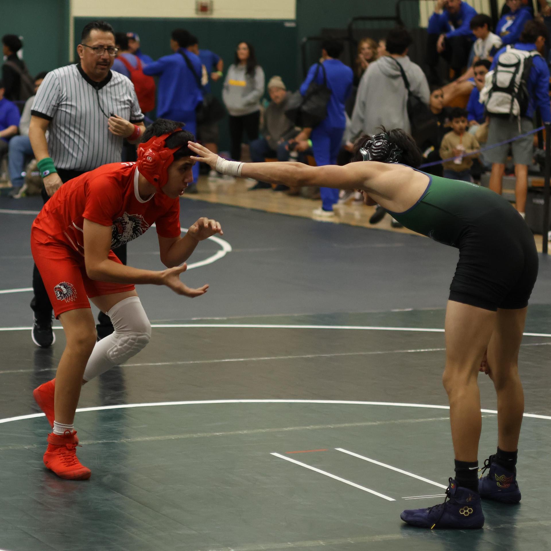 Boys wrestling in the Liberty Duals event 166