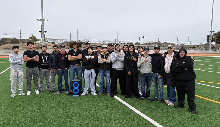 Students on the football field