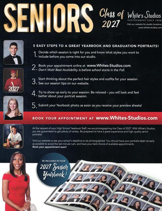 Seniors Class of 2027 book your appointment at whites studios now