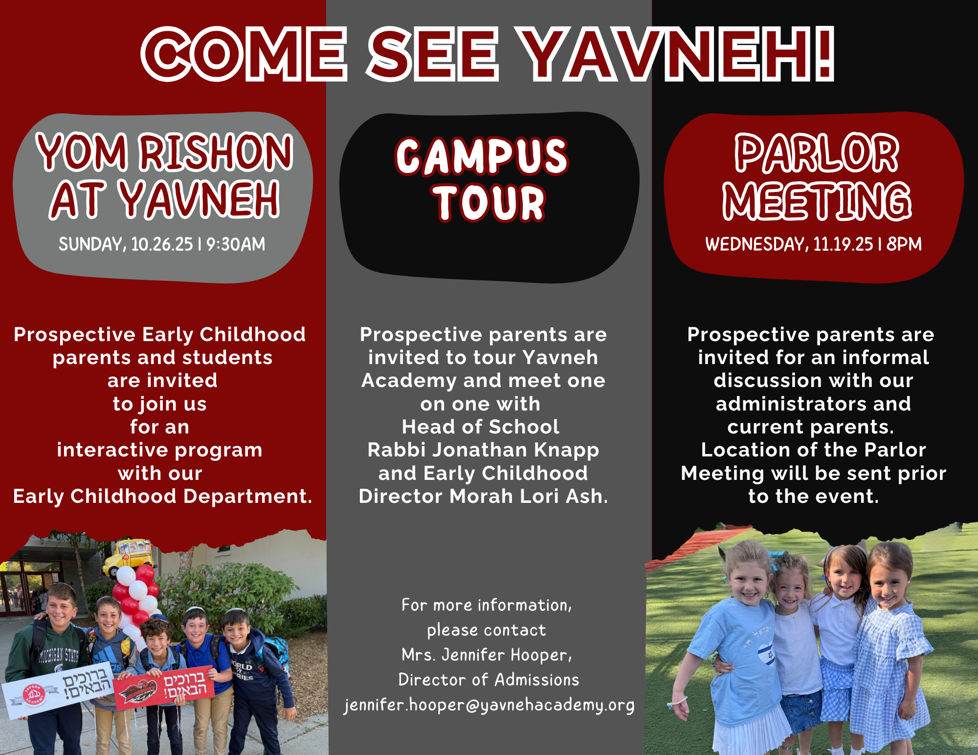 Events for Prospective Parents - Admissions - Yavneh Academy