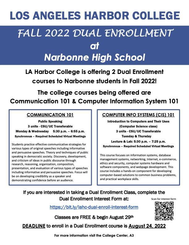 LA Harbor College Fall 2022 Dual Enrollment: Featured Photo