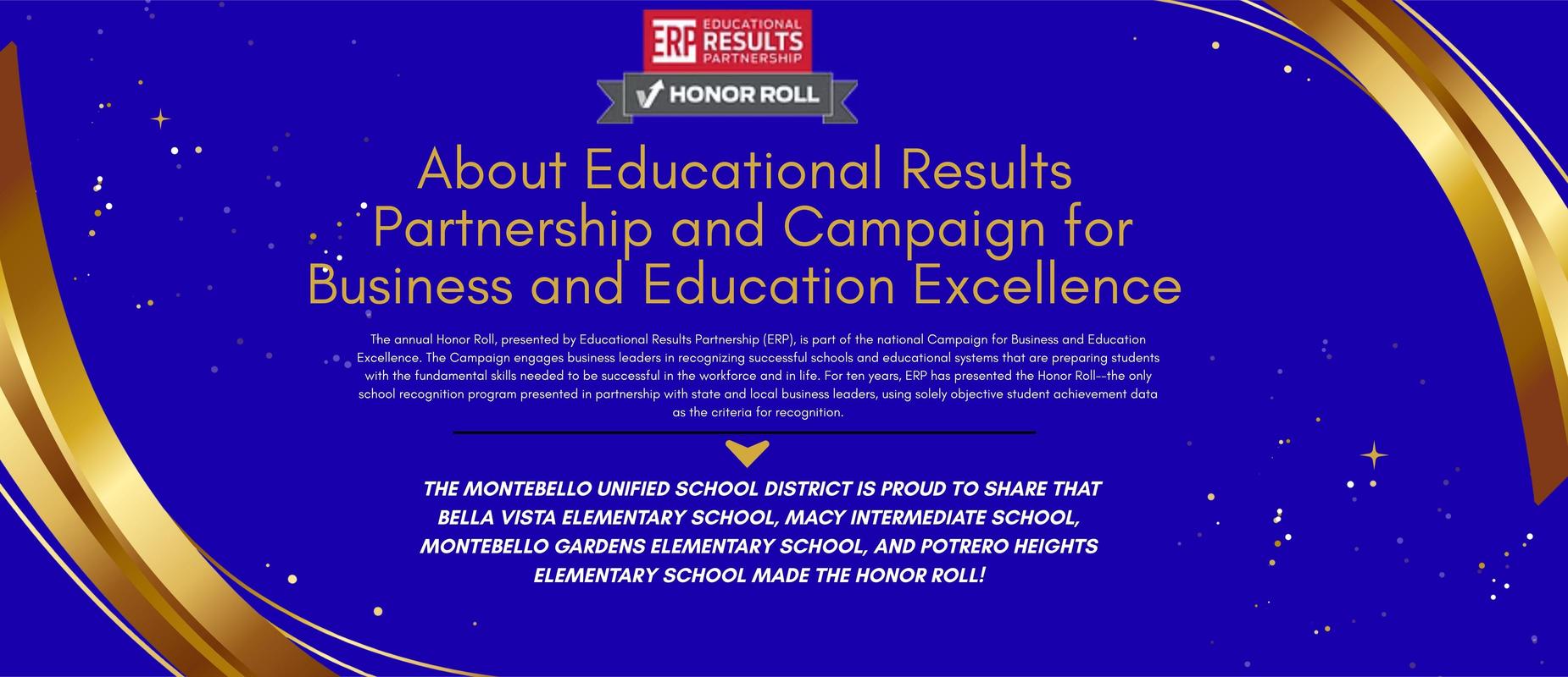 Honor roll schools graphic about Educational Results Partnership and Campaign for Business and Education Excellence.