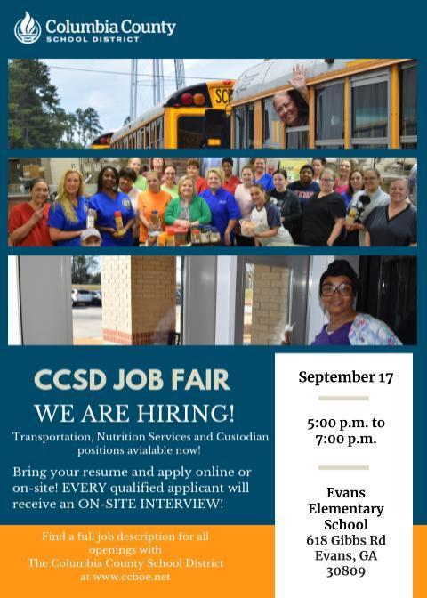 Flyer for job fair for non-certified positions