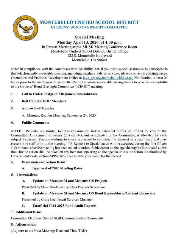 CBOC Agenda for April 13, 2026