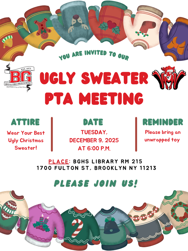 BGHS Ugly Sweater PTA Meeting - December 9, 2025 @ 6:00 PM