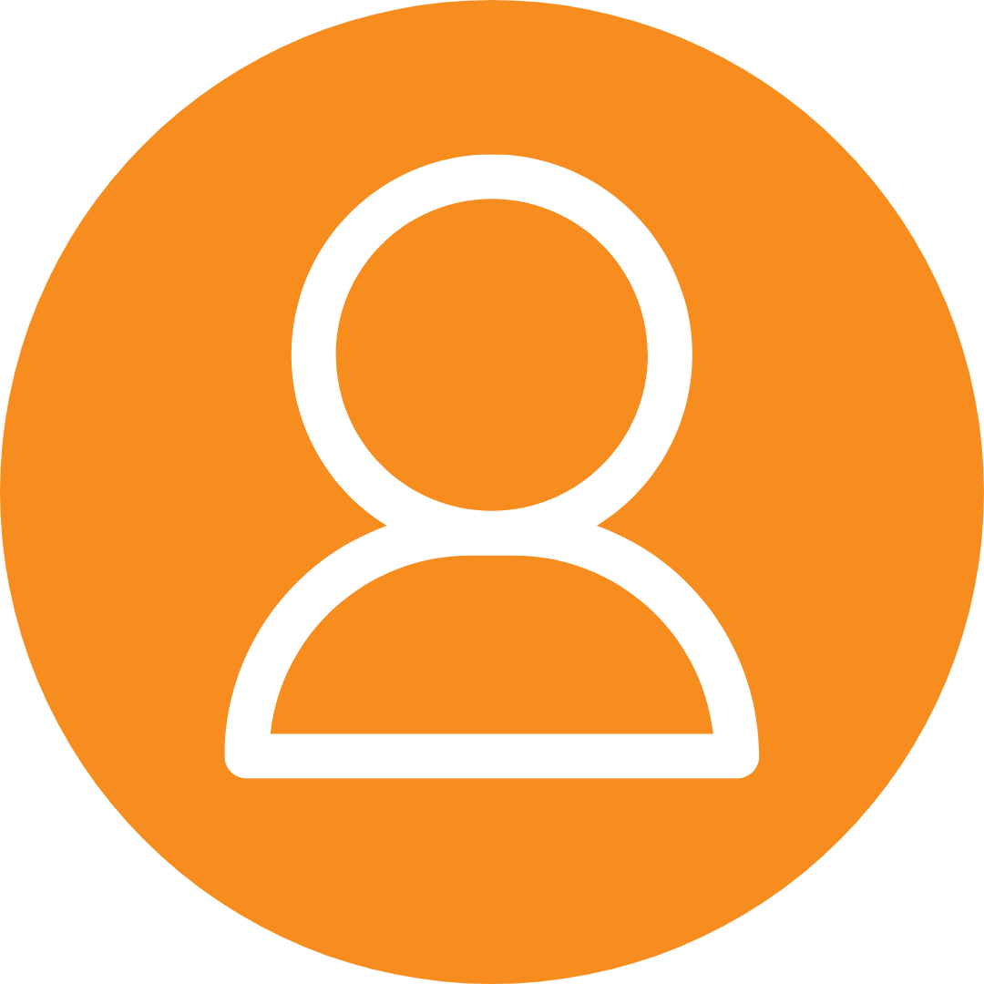 orange circle with person outline