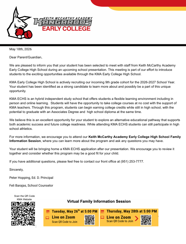 Early College Program for the 2026–2027 school year