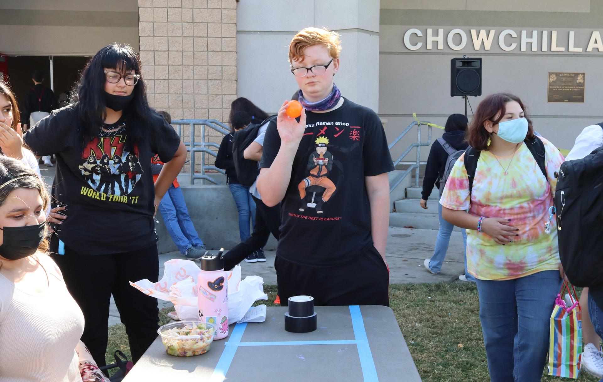 Students enjoying throwback thursday for spooky week