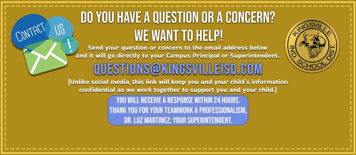 questions or concern banner