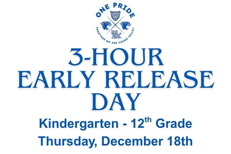 3-hour early release day notification image with school logo